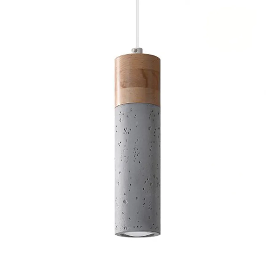 Sollux Pendelleuchte Beton Holz Ø 7 cm schmal Grau GU10< Betonlampen|Moderne Lampen