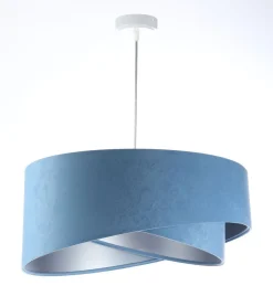 BPS Koncept Pendelleuchte Blau Silber E27 rund Ø 50 cm Velours Optik< Bürolampen|Schlafzimmer Lampen