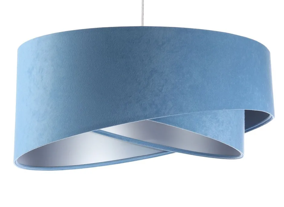 BPS Koncept Pendelleuchte Blau Silber E27 rund Ø 50 cm Velours Optik< Bürolampen|Schlafzimmer Lampen