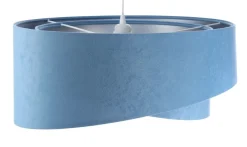 BPS Koncept Pendelleuchte Blau Silber E27 rund Ø 50 cm Velours Optik< Bürolampen|Schlafzimmer Lampen