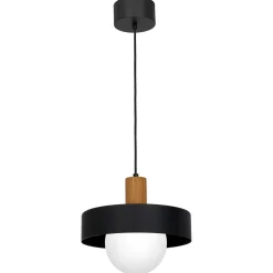 Luminex Pendelleuchte blendarm Glas Holz Metall Ø29 cm Modern< Hängelampen|Bürolampen