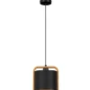 Hängelampen|Bürolampen*Luminex Pendelleuchte blendarm Stoff Holz Metall E27 L:21 cm