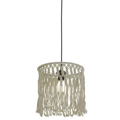 Searchlight Pendelleuchte Boho Seil Ø 31,5 cm Weiß Natur E27 DANNY< Hängelampen|Esszimmer Lampen