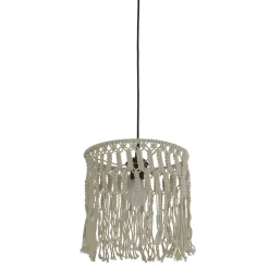 Searchlight Pendelleuchte Boho Seil Ø 31,5 cm Weiß Natur E27 DANNY< Hängelampen|Esszimmer Lampen