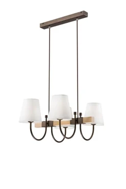 Lamkur Pendelleuchte Braun Holz 4-flmg Landhaus Esstisch< Hängelampen|Esszimmer Lampen