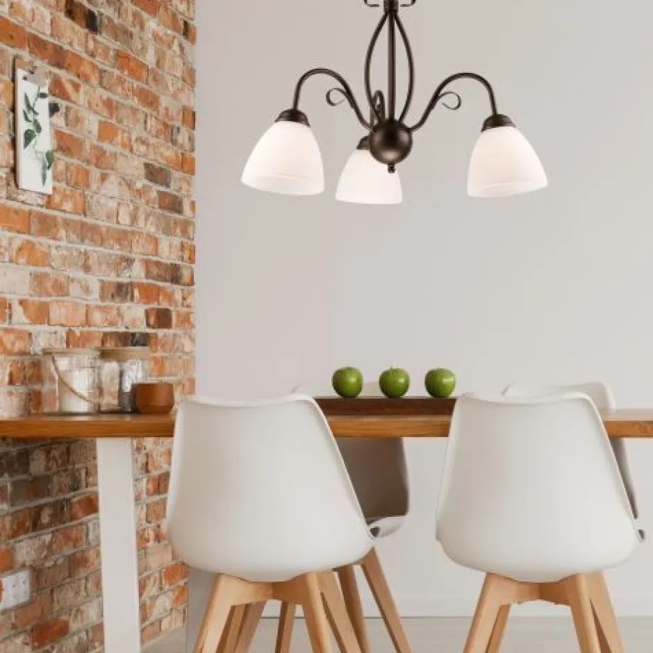 Hängelampen|Esszimmer Lampen*Lamkur Pendelleuchte Braun Metall Esstisch Rustikal 3xE27