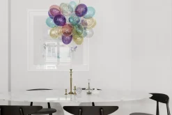 Hängelampen|Wohnzimmerlampen*By Rydéns Pendelleuchte Bunt B: 50 cm H: max. 120 cm Glas Metall 8x G9