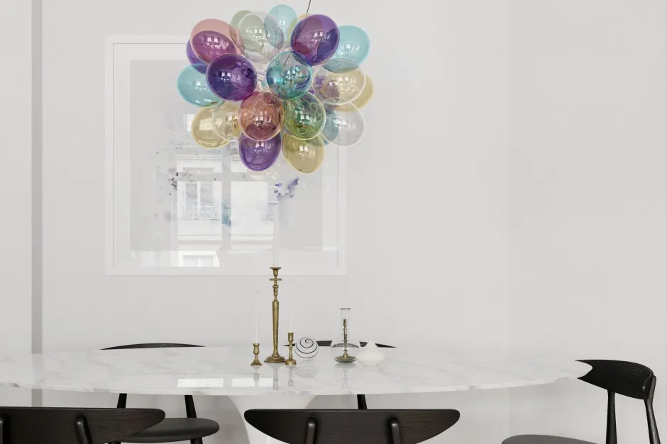 Hängelampen|Wohnzimmerlampen*By Rydéns Pendelleuchte Bunt B: 50 cm H: max. 120 cm Glas Metall 8x G9