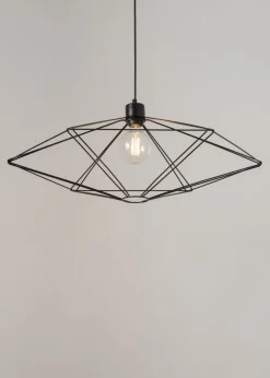 Hängelampen|Vintage Lampen*Sigma Pendelleuchte Draht Schwarz E27 0,8m L:73 cm groß