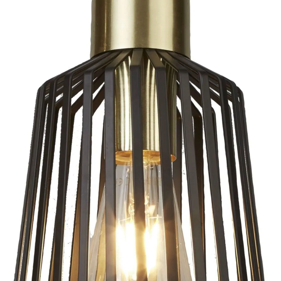 Hängelampen|Bürolampen*Searchlight Pendelleuchte E27 Ø 16 cm in Schwarz Messing Metall