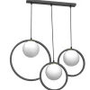 Luminex Pendelleuchte E27 Glaskugeln Metall Schwarz Weiß Gold< Hängelampen|Bürolampen