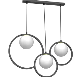 Luminex Pendelleuchte E27 Glaskugeln Metall Schwarz Weiß Gold< Hängelampen|Bürolampen