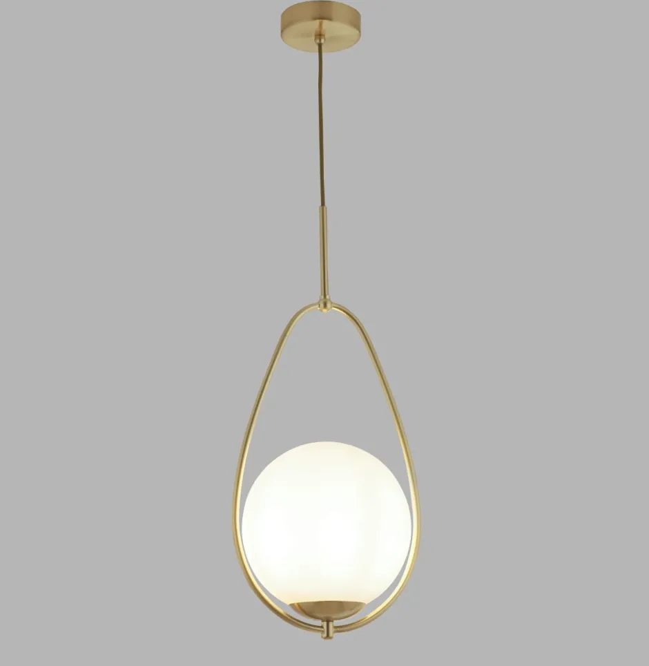 Searchlight Pendelleuchte E27 in Gold Weiß Glas Metall Jugendstil< Hängelampen|Wohnzimmerlampen