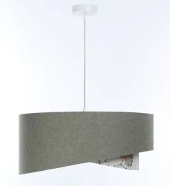 Bürolampen|Schlafzimmer Lampen*BPS Koncept Pendelleuchte E27 rund Ø 45 cm Grün Weiß Floral Stoffschirm