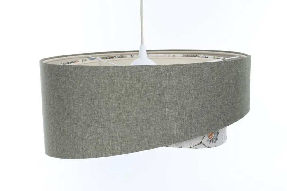 Bürolampen|Schlafzimmer Lampen*BPS Koncept Pendelleuchte E27 rund Ø 45 cm Grün Weiß Floral Stoffschirm