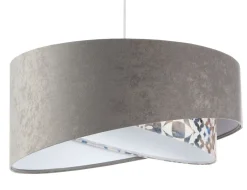 BPS Koncept Pendelleuchte E27 rund Ø 50 cm Stoff Velours Optik Grau Beige< Hängelampen|Bürolampen