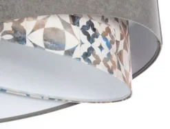 BPS Koncept Pendelleuchte E27 rund Ø 50 cm Stoff Velours Optik Grau Beige< Hängelampen|Bürolampen