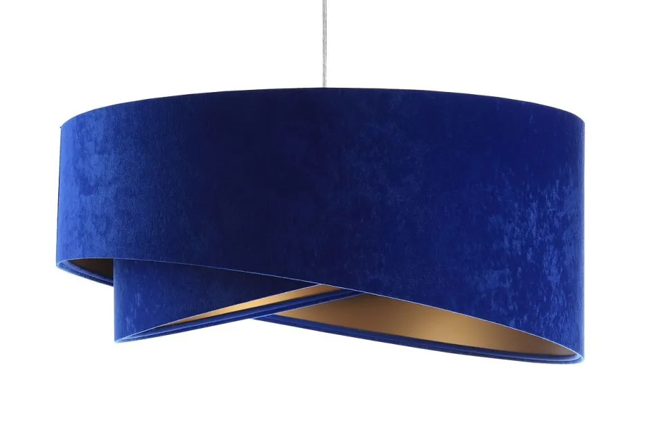 Hängelampen|Bürolampen*BPS Koncept Pendelleuchte E27 rund Ø 50 cm Blau Gold Stoff Velours Optik