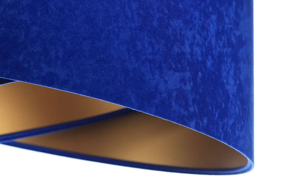 Hängelampen|Bürolampen*BPS Koncept Pendelleuchte E27 rund Ø 50 cm Blau Gold Stoff Velours Optik