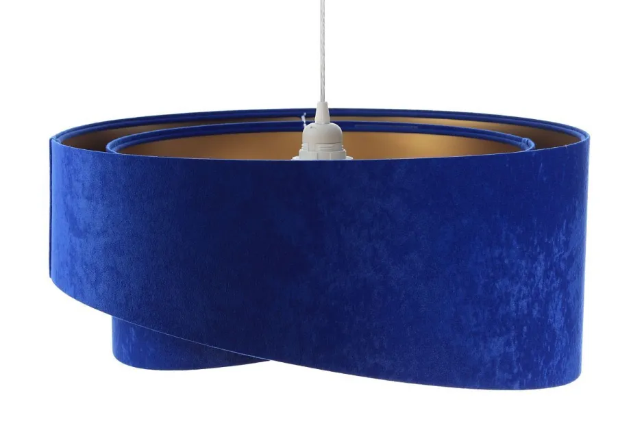 Hängelampen|Bürolampen*BPS Koncept Pendelleuchte E27 rund Ø 50 cm Blau Gold Stoff Velours Optik