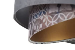 BPS Koncept Pendelleuchte E27 rund D: 50 cm Velours Optik Modern Stoff< Hängelampen|Bürolampen