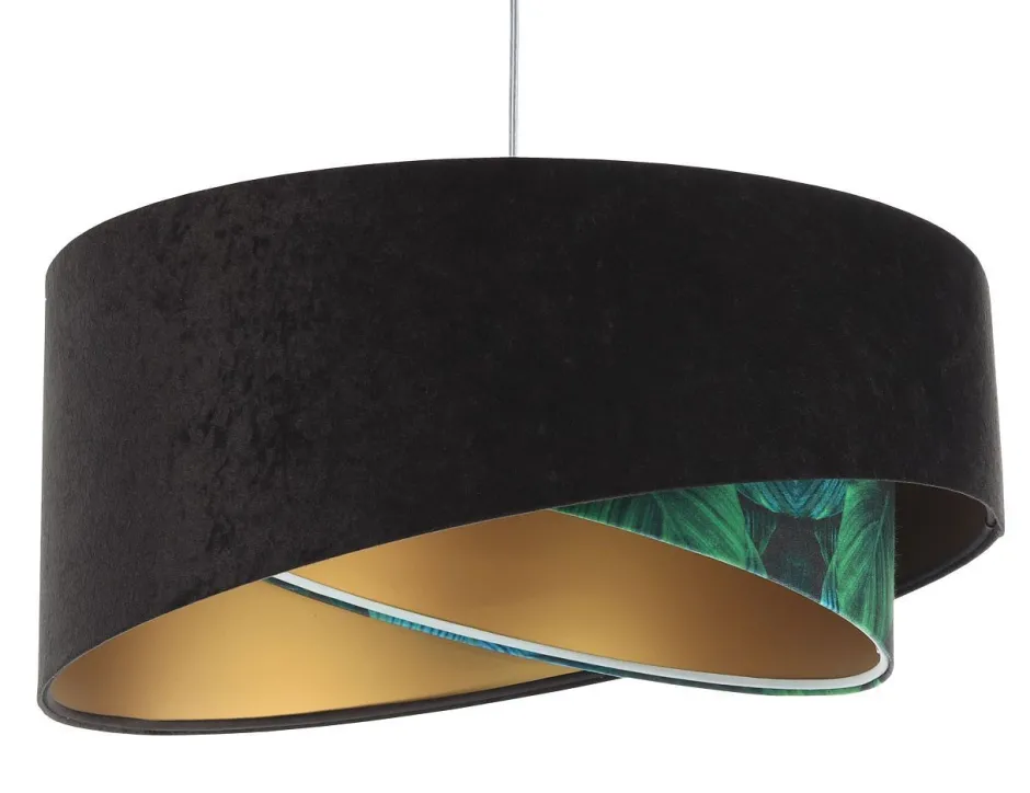 BPS Koncept Pendelleuchte E27 rund D: 50 cm Stoff Velours Optik Tropical< Hängelampen|Bürolampen