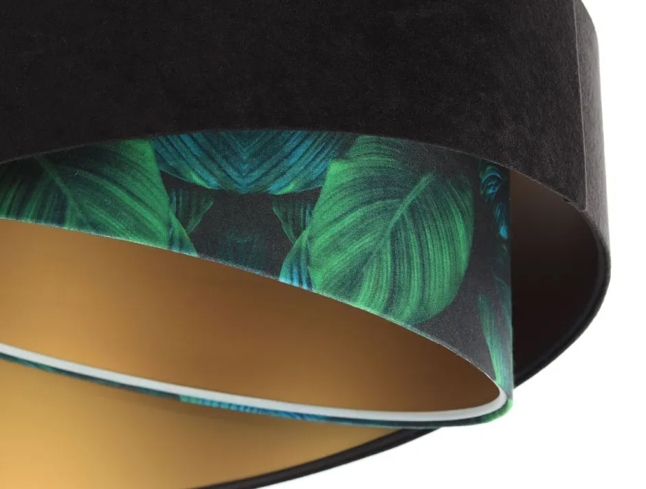 BPS Koncept Pendelleuchte E27 rund D: 50 cm Stoff Velours Optik Tropical< Hängelampen|Bürolampen