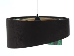 BPS Koncept Pendelleuchte E27 rund D: 50 cm Stoff Velours Optik Tropical< Hängelampen|Bürolampen