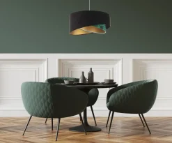 BPS Koncept Pendelleuchte E27 rund D: 50 cm Stoff Velours Optik Tropical< Hängelampen|Bürolampen