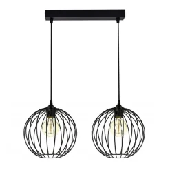 Hängelampen|Bürolampen*Belis Pendelleuchte E27 Schwarz Metall 2-flammig L:60 cm