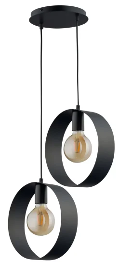 Hängelampen|Moderne Lampen*Sigma Pendelleuchte E27 Schwarz Ringe 2-flammig stilvoll