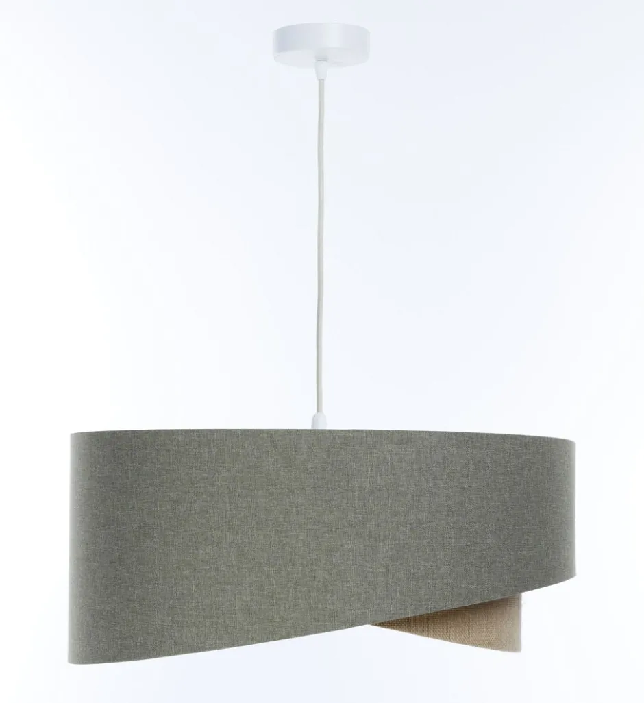 BPS Koncept Pendelleuchte E27 Stoffschirm Ø 50 cm Grün Beige verstellbar< Bürolampen|Schlafzimmer Lampen