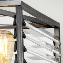 Bürolampen|Esszimmer Lampen*Elstead Pendelleuchte eckig Metall Glas E27 B: 49,3 cm Gunmetal Grau