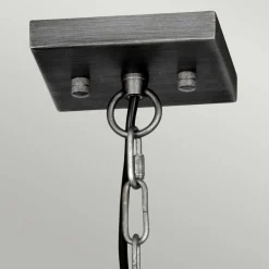 Bürolampen|Esszimmer Lampen*Elstead Pendelleuchte eckig Metall Glas E27 B: 49,3 cm Gunmetal Grau