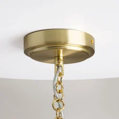 Maytoni Pendelleuchte Edelstahl Stoff E14 Ø 68 cm rund Modern< Hängelampen|Esszimmer Lampen