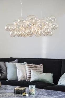 Hängelampen|Bürolampen*By Rydéns Pendelleuchte Esstisch B: 80 cm Metall Rauchglas 8x G9