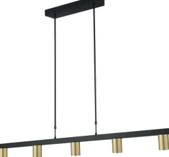Wohnzimmerlampen|Esszimmer Lampen*Masterlight Pendelleuchte Esstisch Schwarz Gold 5-flammig GU10