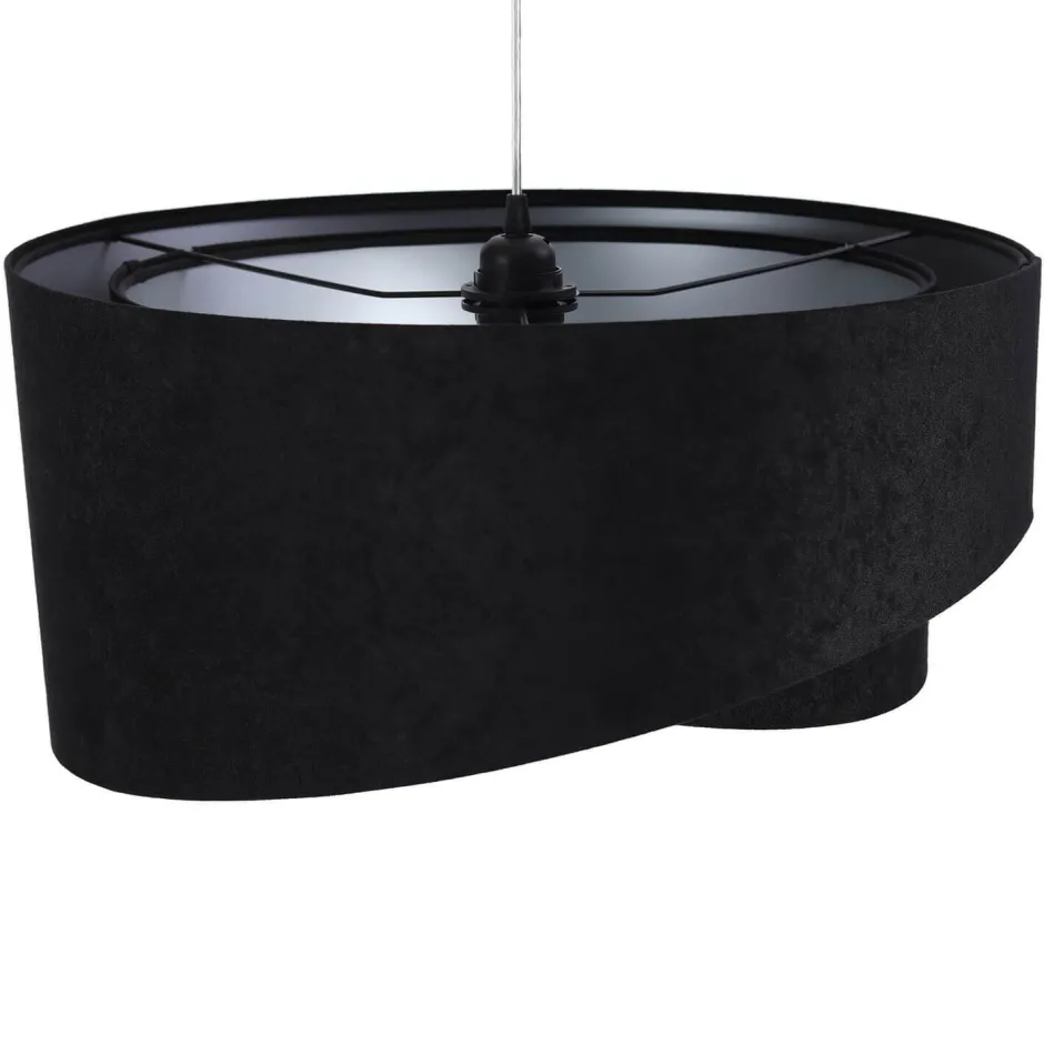 BPS Koncept Pendelleuchte Esstisch Schwarz Silber Stoff Ø50cm< Moderne Lampen|Wohnzimmerlampen
