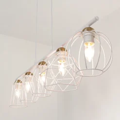 Designerlampen|Moderne Lampen*Easylight Pendelleuchte Esstisch Weiß Drahtgestell Schirm