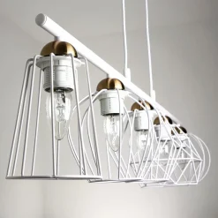 Designerlampen|Moderne Lampen*Easylight Pendelleuchte Esstisch Weiß Drahtgestell Schirm