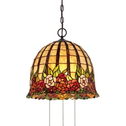 Hängelampen|Designerlampen*Elstead Pendelleuchte FARFALLA 9 Bunt Ø38cm Tiffany Lampe