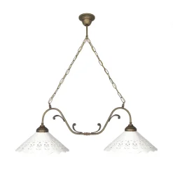 Hängelampen|Feuchtraumleuchten*Giovanni Battista Pendelleuchte 2-flammig B: 83,5 cm Keramik Messing E27