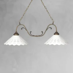 Hängelampen|Feuchtraumleuchten*Giovanni Battista Pendelleuchte 2-flammig B: 83,5 cm Keramik Messing E27