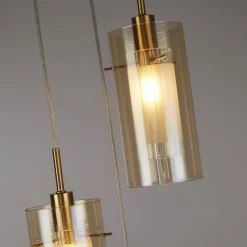 Searchlight Pendelleuchte 3-flammig E14 D: 26 cm Glas Metall Modern< Hängelampen|Bürolampen