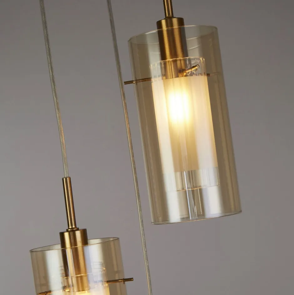 Searchlight Pendelleuchte 3-flammig E14 D: 26 cm Glas Metall Modern< Hängelampen|Bürolampen