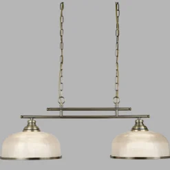 Searchlight Pendelleuchte 2-flammig E27 Glas Metall B: 75 cm Jugendstil< Hängelampen|Wohnzimmerlampen