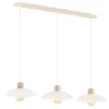 Emibig Pendelleuchte 3-flammig E27 L: 90 Weiß Holzoptik Metall< Hängelampen|Bürolampen