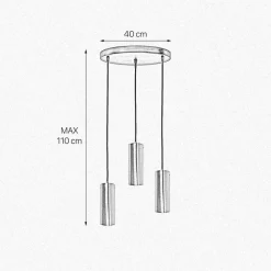 Giovanni Battista Pendelleuchte 3-flammig E27 Messing Eisen in Schwarz Bronze< Hängelampen|Bürolampen