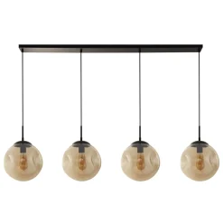 Hängelampen|Esszimmer Lampen*Searchlight Pendelleuchte 4-flammig E27 Schwarz Champagner Glas