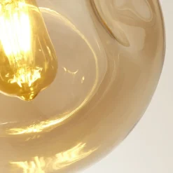 Hängelampen|Esszimmer Lampen*Searchlight Pendelleuchte 4-flammig E27 Schwarz Champagner Glas